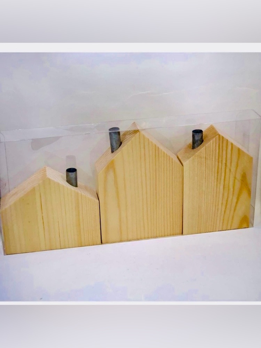 New Target Bullseye 2021 Set of 3 Wooden Block Houses With Metal Chimney